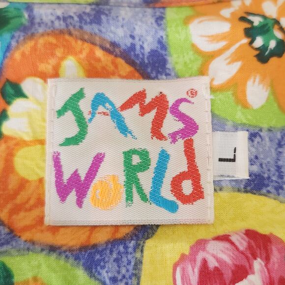 vintage JAMS WORLD tropical floral print button down classic Hawaiian shirt Sz L - Picture 5 of 8